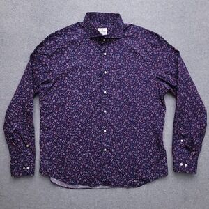 Emanuel Berg Button Up Shirt Mens XL Modern Fit Star All Over Print Cotton